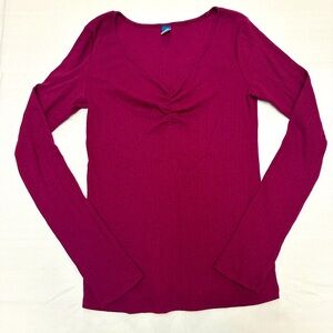 Women's Magenta Ribbed Long Sleeve Top Old Navy Large Tall